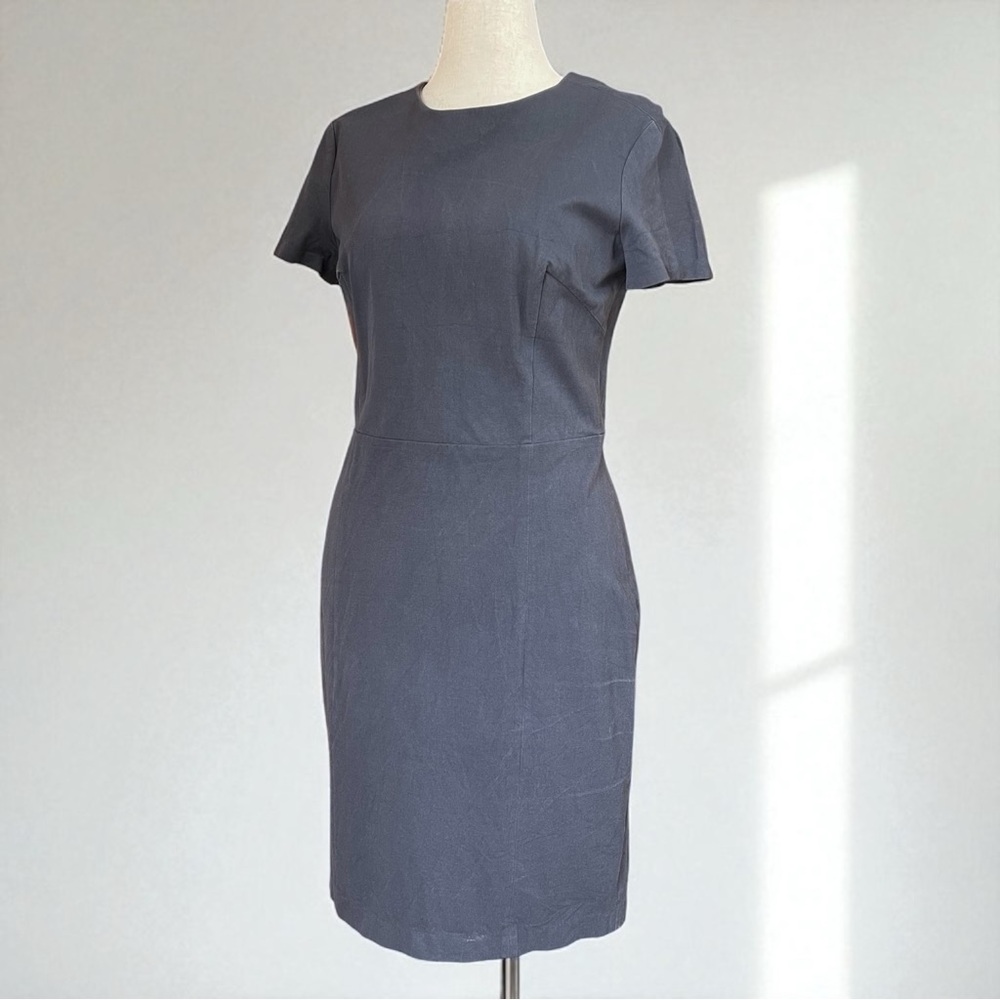Banana Republic Blue Grey Crew Neck Knee Length Professional Sheath Dress